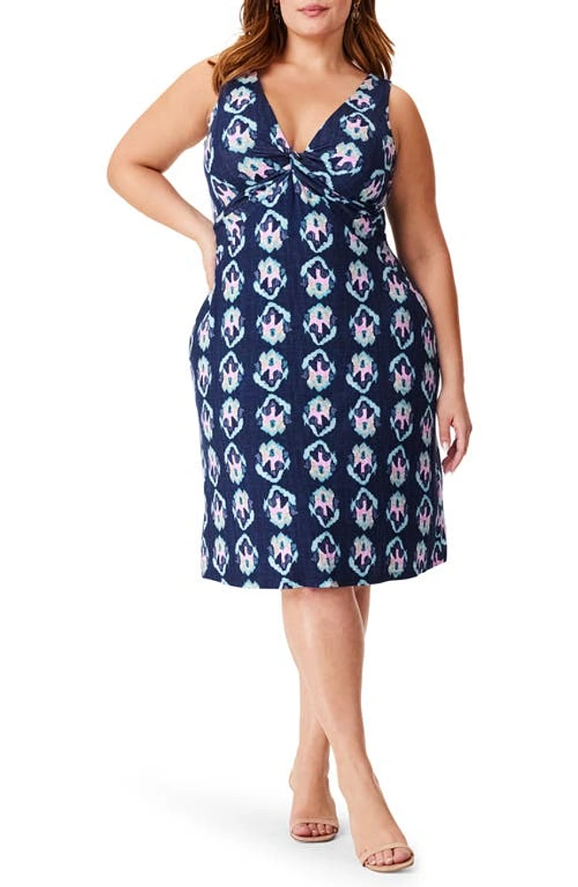 NIC+ZOE Ocean Batik Twist Front Jersey Sundress Indigo Multi at Nordstrom, X