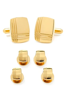 Cufflinks, Inc. Tartan Embossed Cuff Links & Shirt Studs Set in Gold at Nordstrom