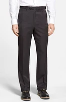 Berle Self Sizer Waist Flat Front Classic Fit Microfiber Trousers Black at Nordstrom, X