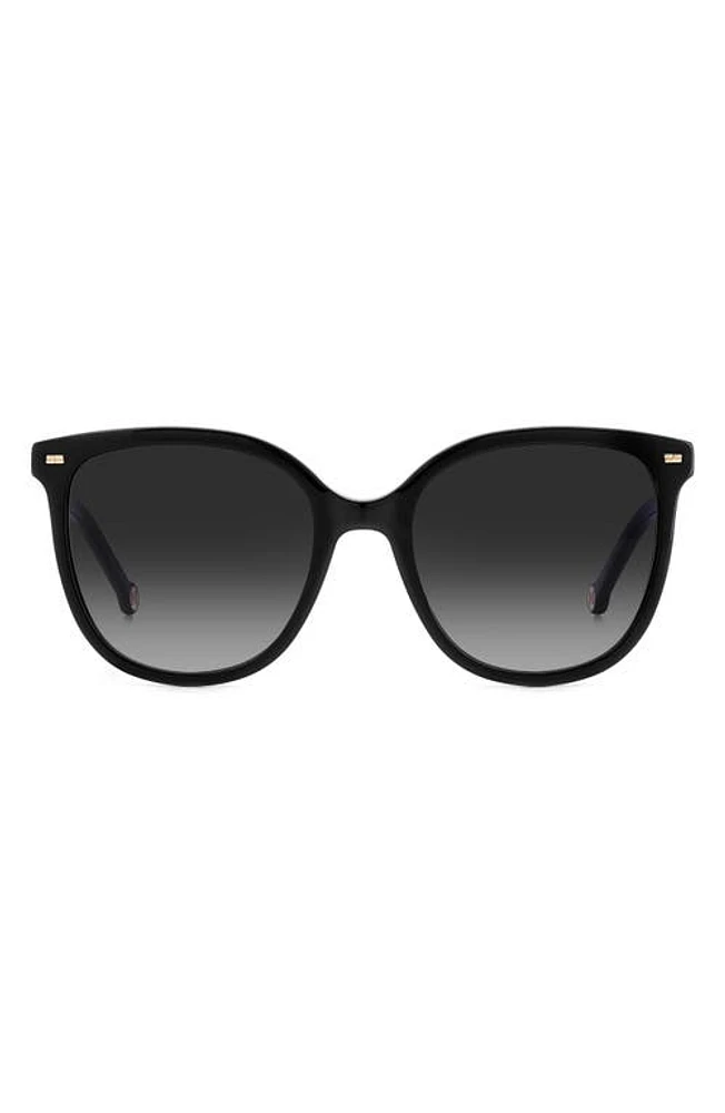 Carolina Herrera 55mm Round Sunglasses in Black Nude at Nordstrom