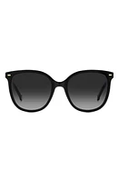 Carolina Herrera 55mm Round Sunglasses in Black Nude at Nordstrom