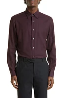 ZEGNA Cotton & Cashmere Button-Up Shirt Plum at Nordstrom,