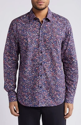 Liberty London Donna-Leigh Lasenby Floral Cotton Button-Up Shirt Navy at Nordstrom,