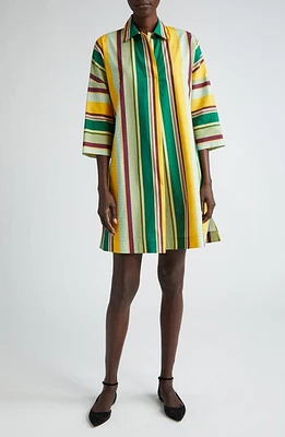 Akris punto Stripe Long Sleeve Cotton Shift Dress Sun-Multicolor at Nordstrom,