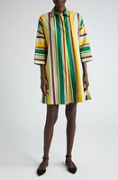 Akris punto Stripe Long Sleeve Cotton Shift Dress Sun-Multicolor at Nordstrom,