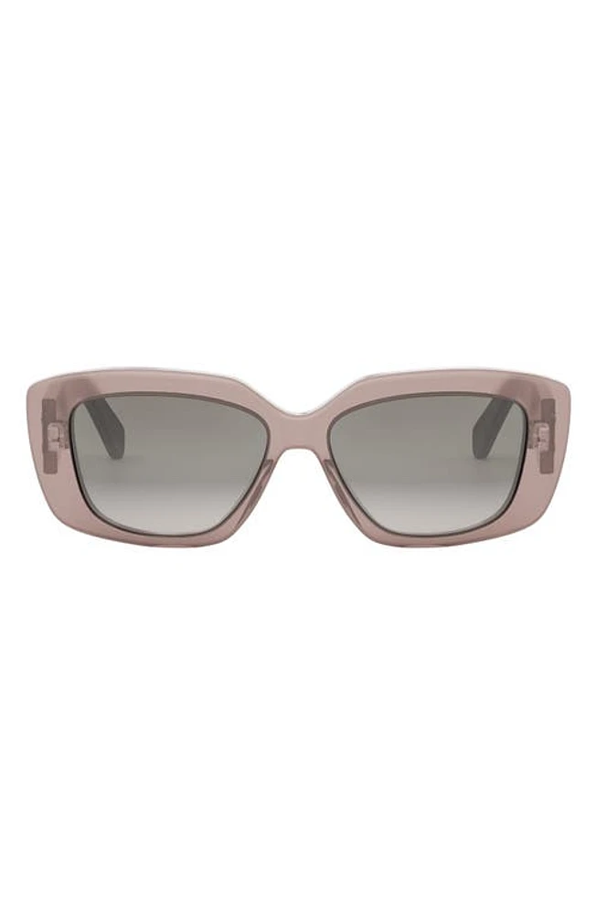 CELINE Triomphe 55mm Gradient Rectangular Sunglasses in Shiny Light Brown /Smoke at Nordstrom