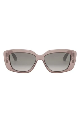 CELINE Triomphe 55mm Gradient Rectangular Sunglasses in Shiny Light Brown /Smoke at Nordstrom