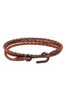 Caputo & Co. Men's Braided Leather Triple Wrap Bracelet in Tan at Nordstrom