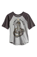 Tiny Whales Kids' Rebel Raglan Sleeve Cotton Graphic T-Shirt Black at Nordstrom,