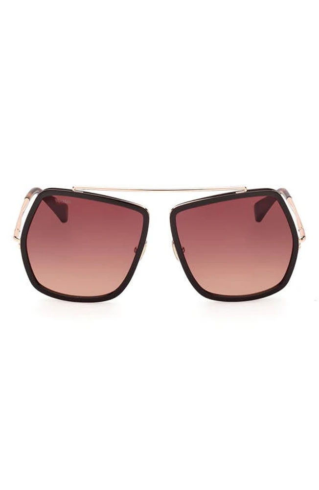 Max Mara 64mm Gradient Geometric Sunglasses in Dark Brown/gradient Brown at Nordstrom