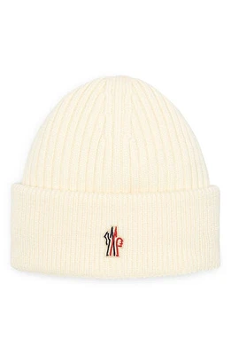 Moncler Grenoble Logo Patch Rib Wool Beanie in Natural at Nordstrom