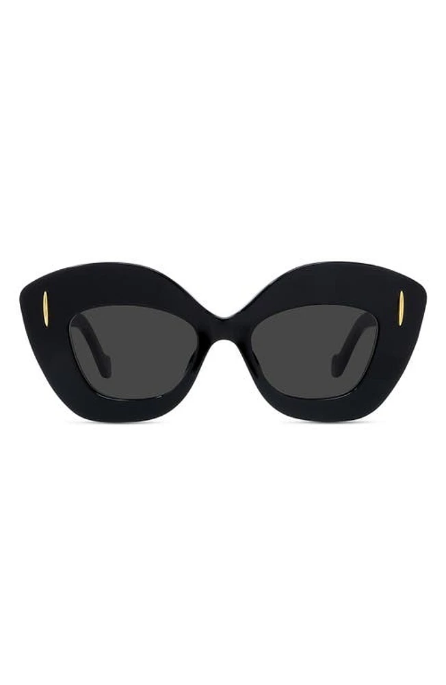 Loewe Anagram 48mm Small Cat Eye Sunglasses in Black /Smoke at Nordstrom