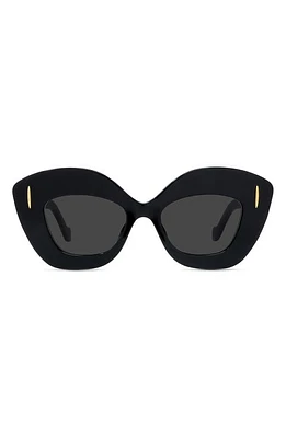 Loewe Anagram 48mm Small Cat Eye Sunglasses in Black /Smoke at Nordstrom