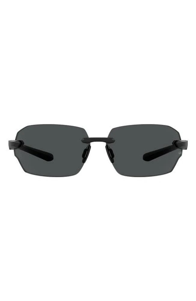 Under Armour Fire 71mm Geometric Sunglasses in Matte Black/Grey Oleophobic at Nordstrom