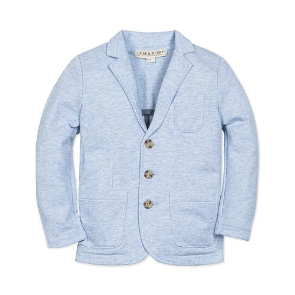 Hope & Henry Boys' French Terry Suit Blazer, Toddler in Light Blue Heather Herringbone at Nordstrom, Size 5