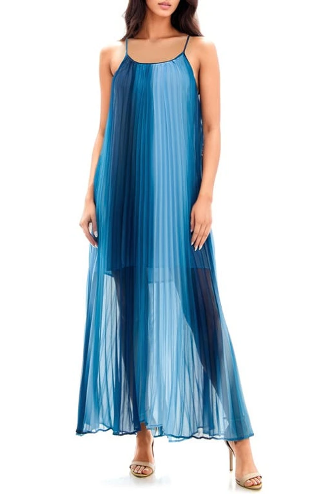 Socialite Pleated Maxi Dress Blue Watercolor at Nordstrom,