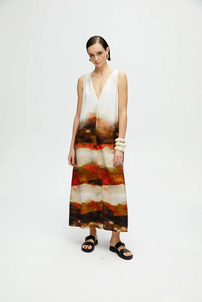 Nocturne Printed Ankle Length Dress in Multi-Colored at Nordstrom