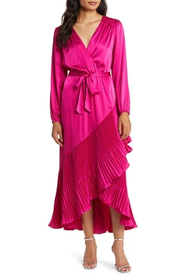 Mila Mae Asymmetric Pleated Belted Long Sleeve Dress at Nordstrom,