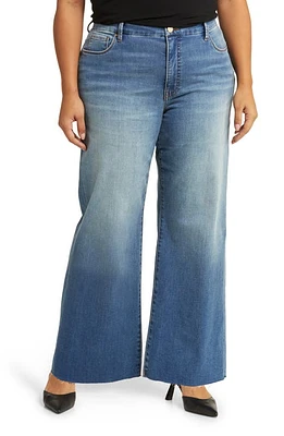 KUT from the Kloth Meg High Waist Raw Hem Wide Leg Jeans Milestone at Nordstrom,