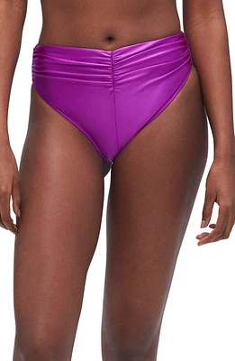 Good American Good Waist Ruched Bikini Bottoms in Brightorchid001 at Nordstrom