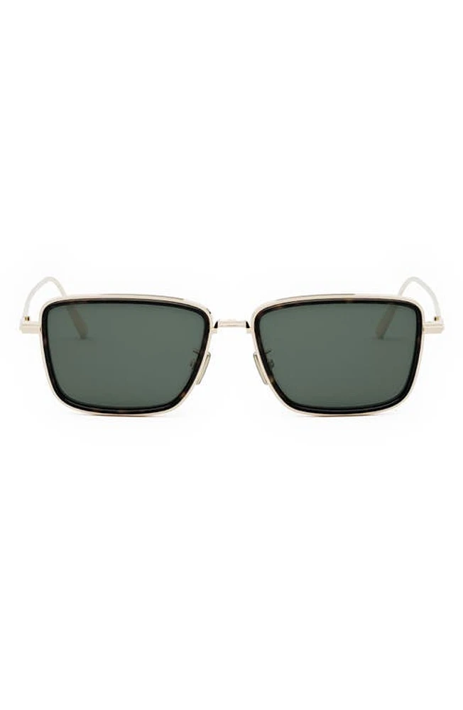 ‘DiorBlackSuit S9U 53mm Rectangular Sunglasses in Shiny Gold /Green at Nordstrom