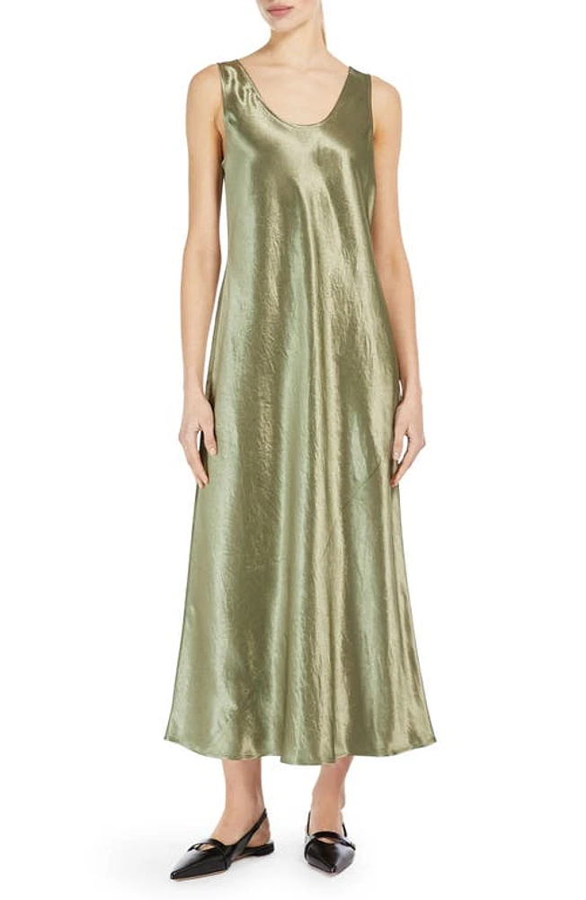 Max Mara Leisure Talete Sleeveless Crinkle Satin Dress Pastel Green at Nordstrom,