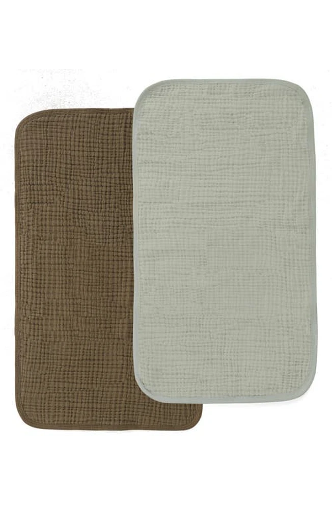 Oilo 2-Pack Organic Cotton Muslin Burp Cloths in Bark/Seamoss at Nordstrom