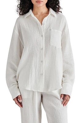 Steve Madden Juna Cotton Gauze Button-Up Shirt White at Nordstrom,