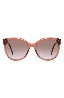 Carolina Herrera 57mm Gradient Round Cat Eye Sunglasses in Havana/grey Shaded Pink at Nordstrom