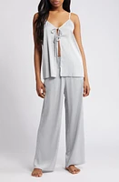 Open Edit Tie Front Satin Pajamas at Nordstrom,