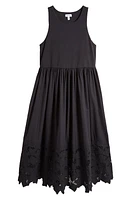 Nordstrom Embroidered Sleeveless Mixed Media Dress Black at Nordstrom,