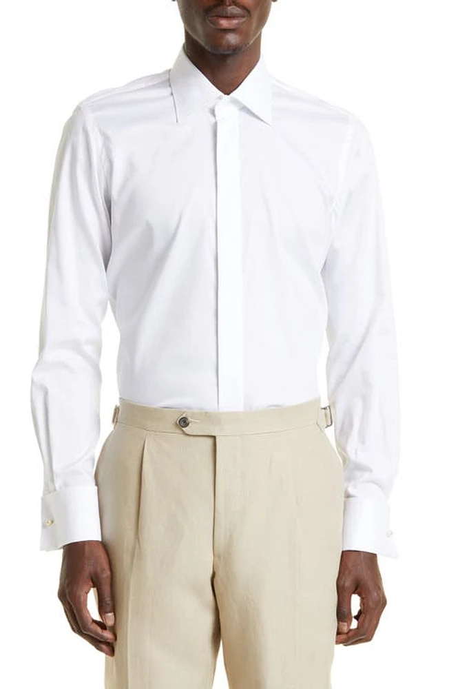 Thom Sweeney Cotton & Lyocell Dress Shirt White at Nordstrom,