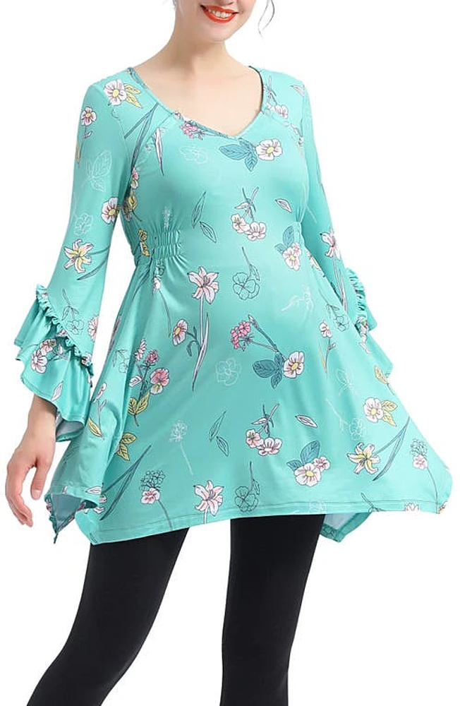 Kimi and Kai Sue Flare Sleeve Maternity/Nursing Tunic Multi Colored at Nordstrom,