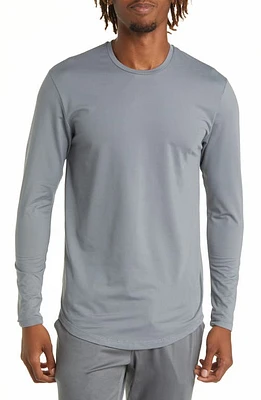 Barbell Apparel Drop Hem Long Sleeve T-Shirt Slate at Nordstrom,