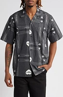 Carhartt Work Progress Bandana Heart Print Cotton Camp Shirt Black at Nordstrom,