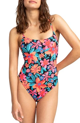 Roxy Beach Classic One-Piece Swimsuit Anthracite Floral Fiesta at Nordstrom,