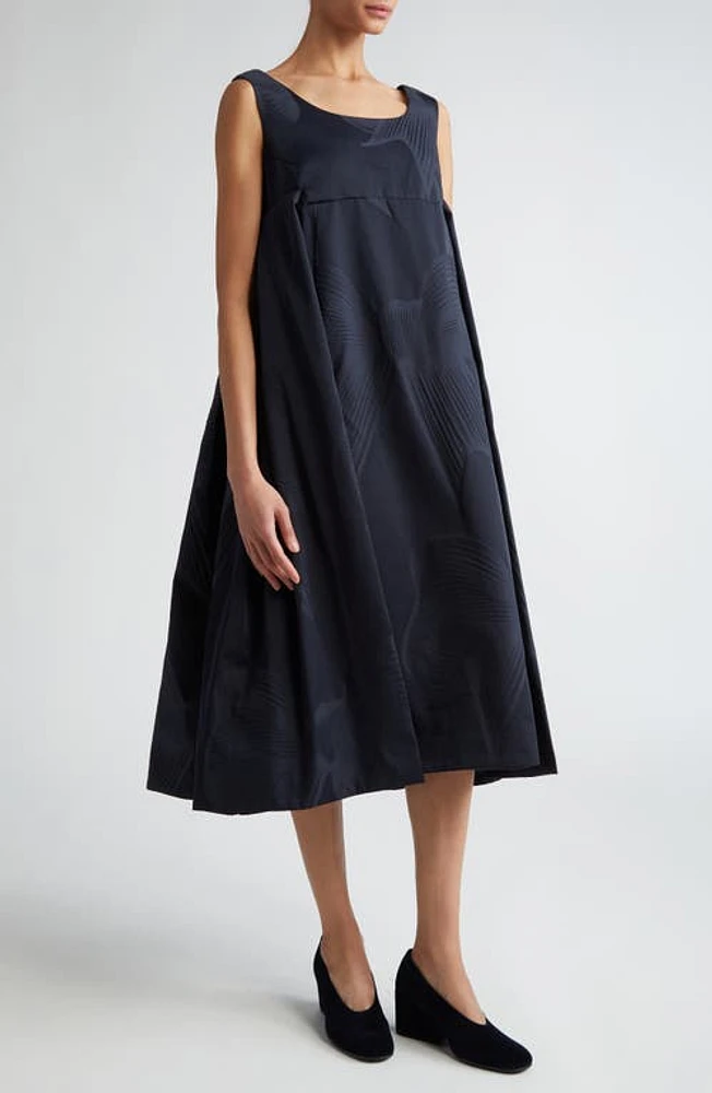 Comme des Garçons Bow Jacquard Sleeveless Midi Dress Navy at Nordstrom,