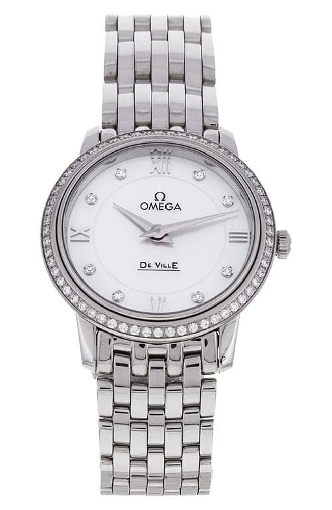 Watchfinder & Co. Omega Preowned 2023 De Ville Prestige Diamond Bracelet Watch, 27.4mm in White at Nordstrom