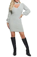 GUESS Sadie Metallic Cutout Long Sleeve Sweater Dress Grey at Nordstrom,