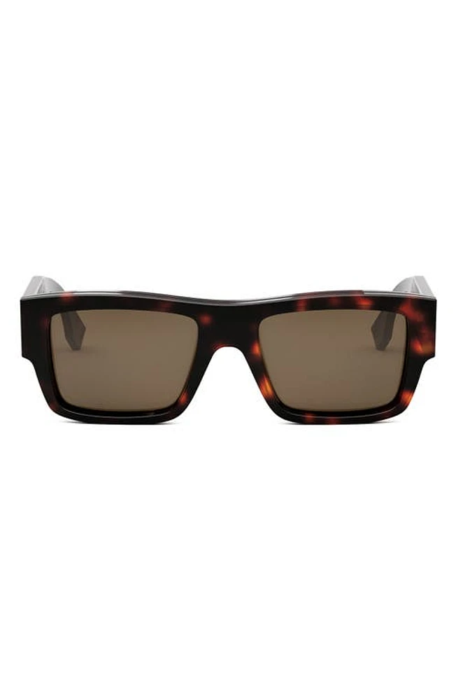 'Fendi Signature 53mm Rectangular Sunglasses in Red Havana /Brown at Nordstrom