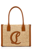 Christian Louboutin Small By My Side Raffia & Leather Tote in Natural/Cuoio/Cuoio at Nordstrom