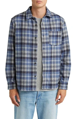 A. P.C. New Valerian Plaid Wool Blend Flannel Button-Up Shirt Iaa Blue at Nordstrom,