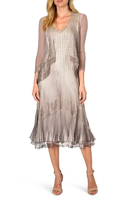 Komarov Beaded Charmeuse & Chiffon Tiered Dress with Jacket Beach Cafe Ombre at Nordstrom,