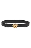 Versace Medusa Head Leather Belt Black/Gold at Nordstrom,