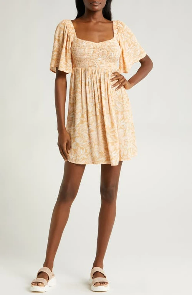 Roxy Golden Dawn Floral Minidress Egret at Nordstrom,