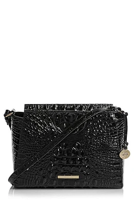 Brahmin Hillary Croc Embossed Leather Crossbody Bag in Black at Nordstrom