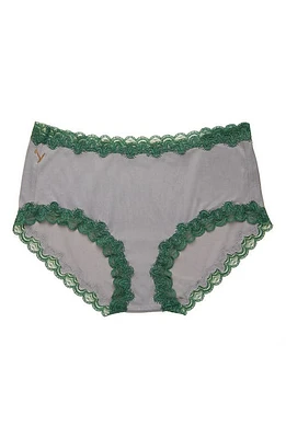 Uwila Warrior Soft Silk Lace Trim Silk Briefs in Alloy/Green at Nordstrom, Size X-Small