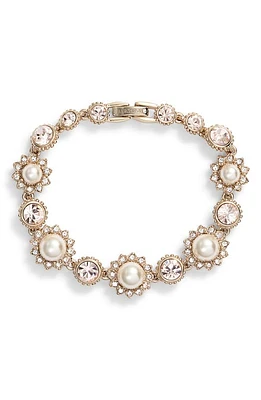 Marchesa Imitation Pearl Line Bracelet in Cream/Silk/Gold at Nordstrom