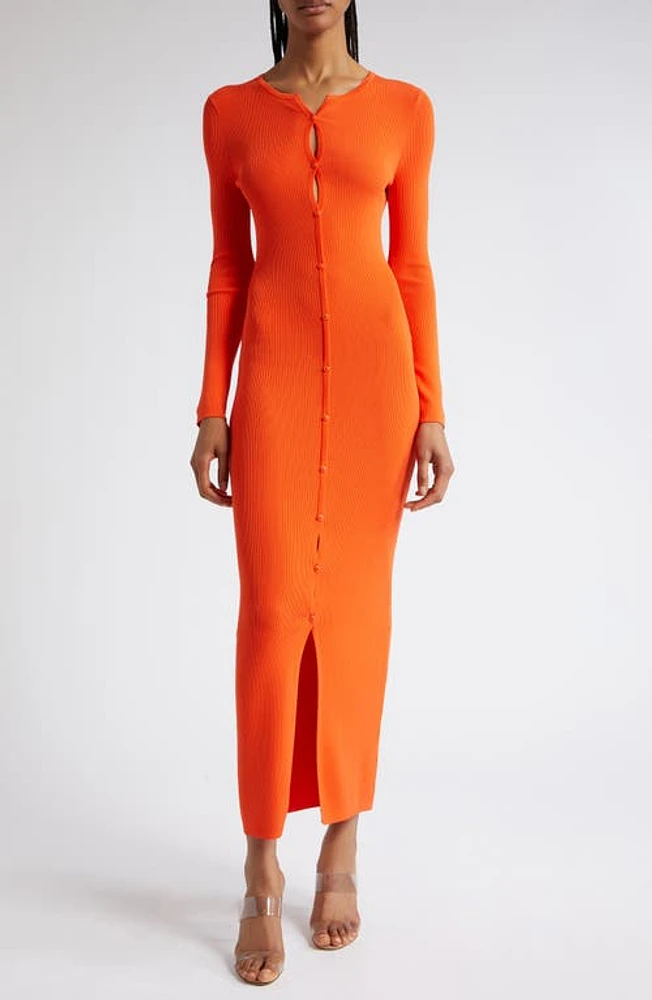 Mother of All Ambra Long Sleeve Rib Sweater Dress Orange at Nordstrom,