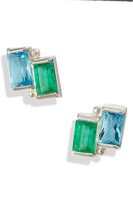 Anzie Classique Double Blue Topaz Stud Earrings in Blue Green at Nordstrom